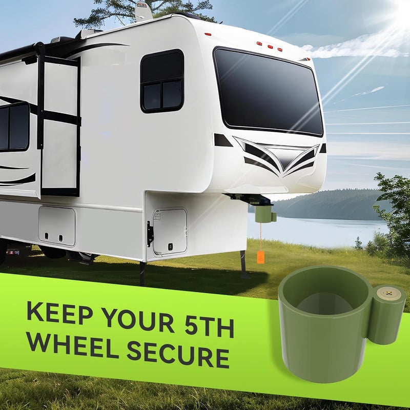 RVMATE 5th Wheel Lock (Green), Heavy Duty Steel King Pin Lock with Anti-Theft Warning Tag, for 5th Wheel/Semi Trailers/RVs/Containers - Image 2